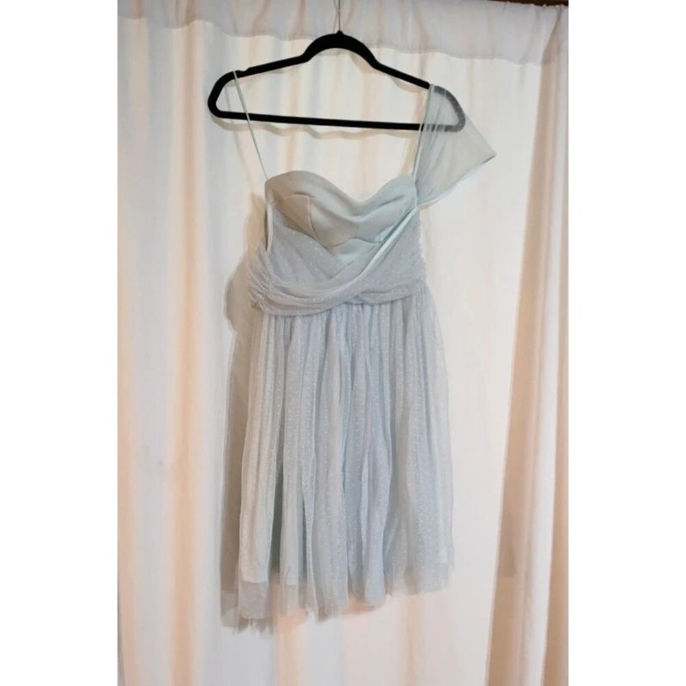 Asos Baby Blue Drapped Tulle Off Shoulder Baby Doll Dress size 6